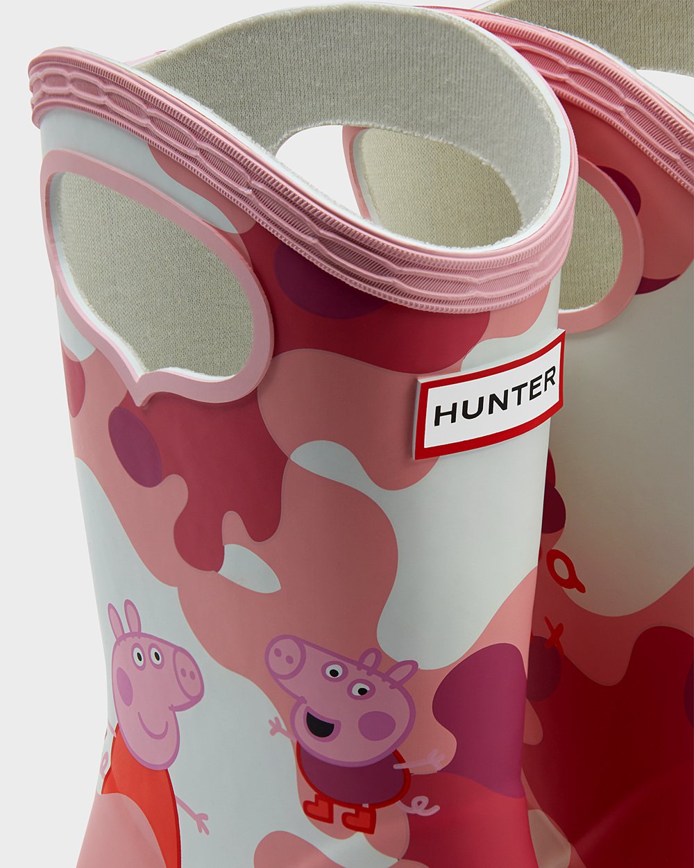 Kids Rain Boots - Hunter Original First Peppa Pig Grab Handle (79APGHLNV) - Pink